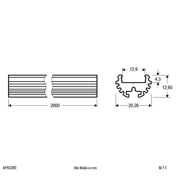 24 Stück EVN Lichttechnik Rund-Profil APRD200