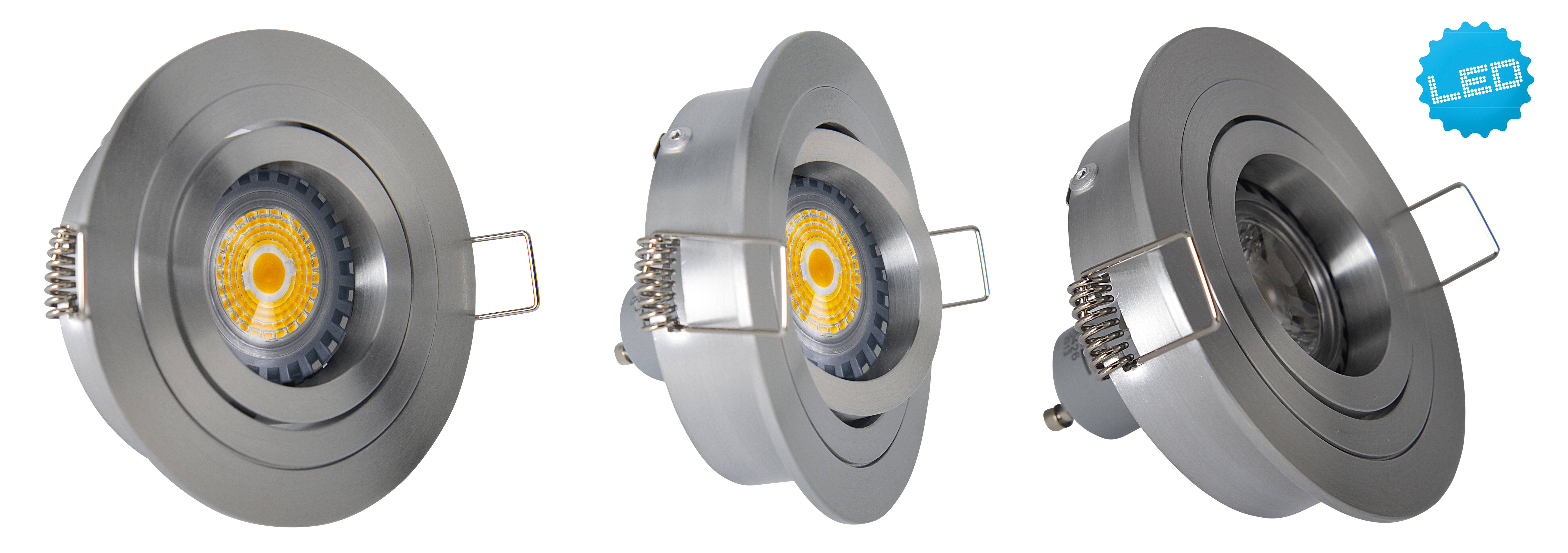 Einbauspot GU10 schwenkbar aluminium rund