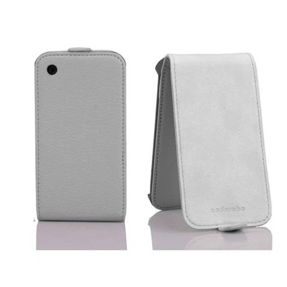 Cadorabo Hülle für Apple iPhone 3 / iPhone 3GS Hülle in MAGNESIUM WEIß - Handyhülle im Flip Design aus strukturiertem Textilleder - Case Cover Sc