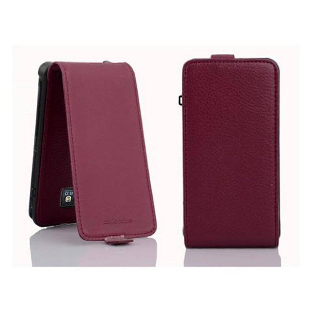 Cadorabo Hülle für Samsung Galaxy S2 / S2 PLUS Hülle in BORDEAUX LILA - Handyhülle im Flip Design aus strukturiertem Textilleder - Case Cover Schu