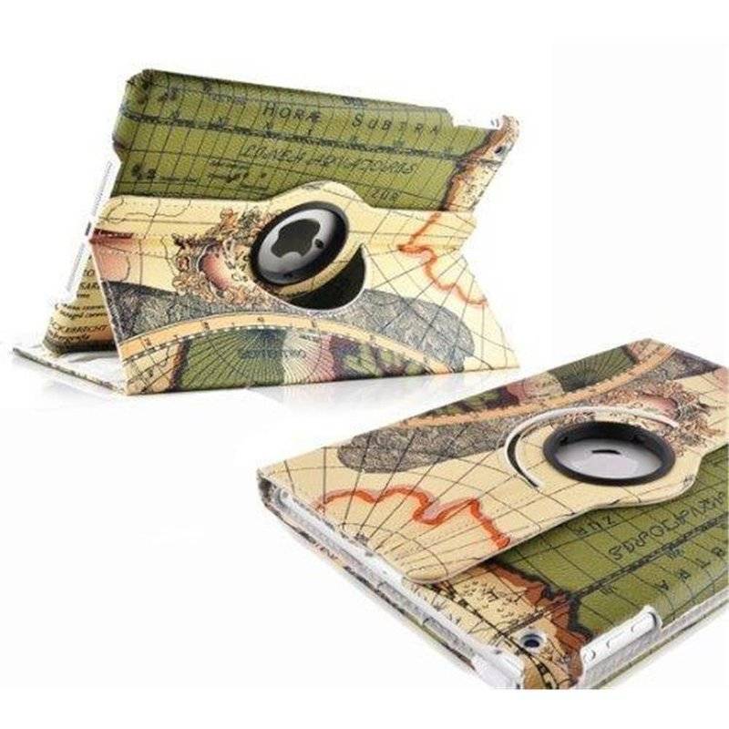 Cadorabo Apple iPad AIR (5. Generation) Schutzhülle im Book Style mit 360° Standfunktion im Design 'Retro World'  Etui in RETROWORLD GRÜN