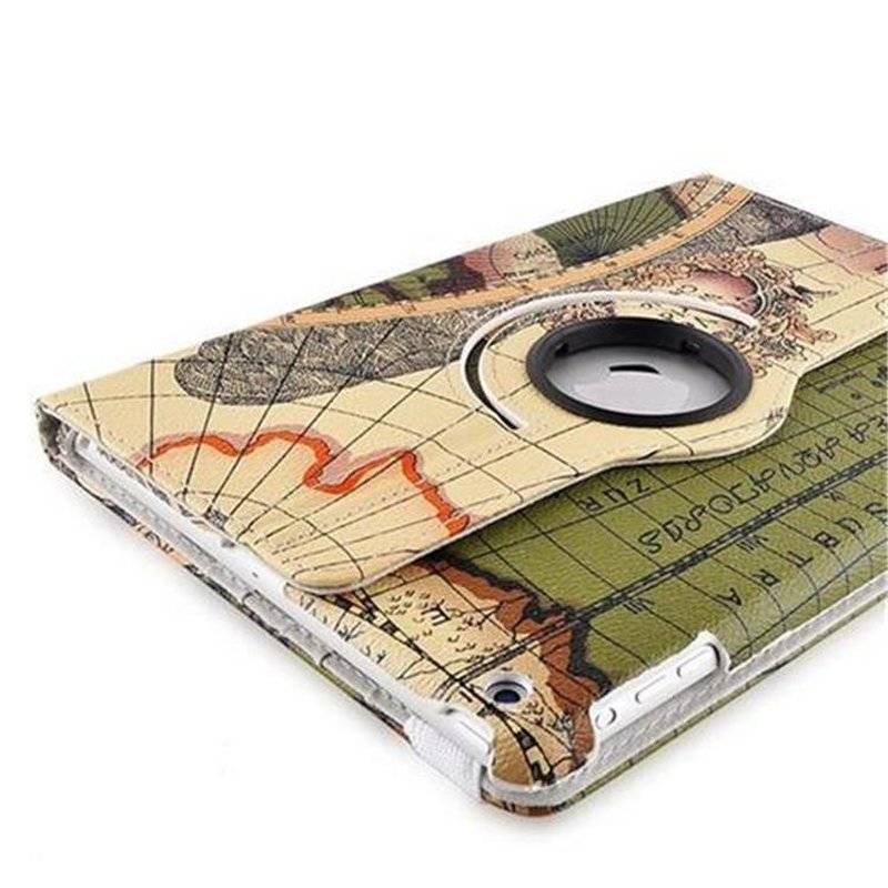 Cadorabo Apple iPad AIR (5. Generation) Schutzhülle im Book Style mit 360° Standfunktion im Design 'Retro World'  Etui in RETROWORLD GRÜN