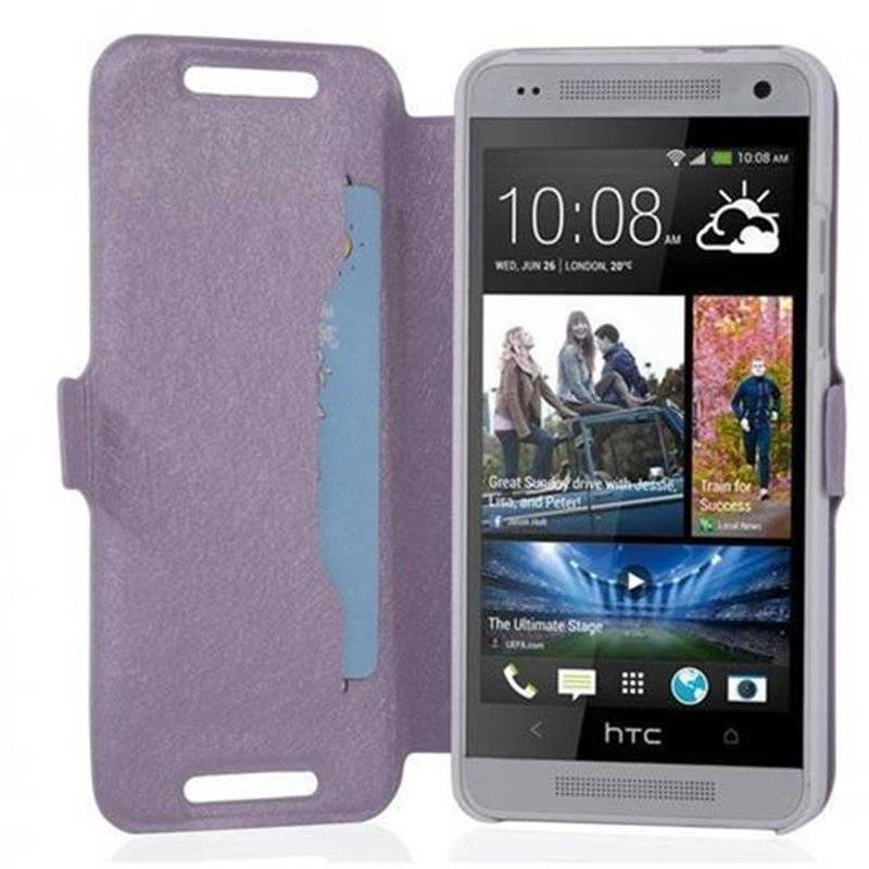 Cadorabo Hülle für HTC ONE MINI M4 (1.Gen.) - Hülle in ICY FLIEDER – mit Standfunktion und Kartenfach im Ultra Slim Design