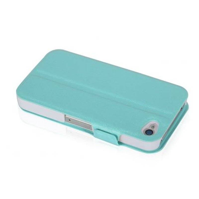 Cadorabo Hülle für Apple iPhone 4 / iPhone 4S - Hülle in ICY BLAU – mit Standfunktion und Kartenfach im Ultra Slim Design