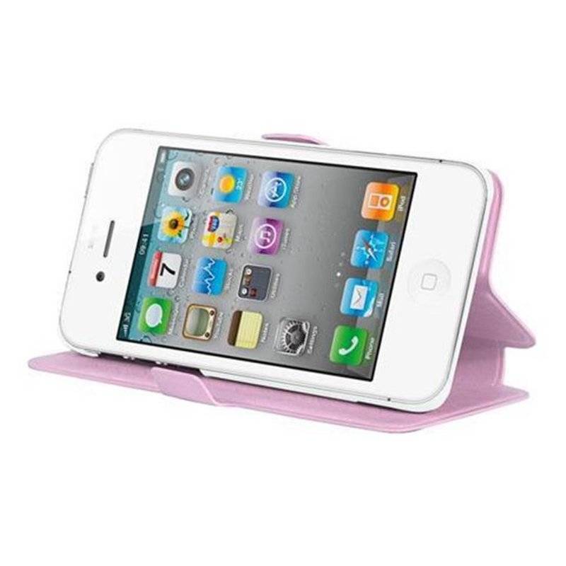 Cadorabo Hülle für Apple iPhone 4 / iPhone 4S - Hülle in ICY ROSE – mit Standfunktion und Kartenfach im Ultra Slim Design