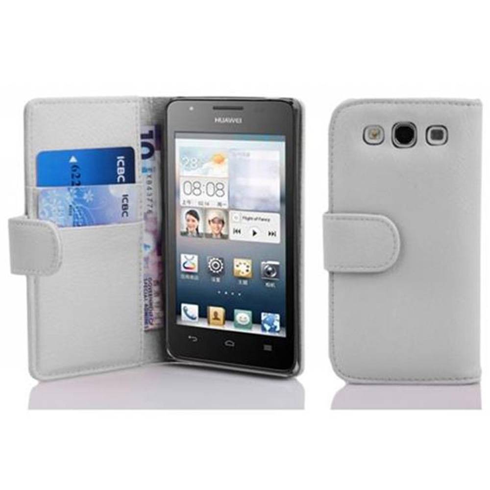 Cadorabo Schutzhülle für Huawei ASCEND G510 / G520 / G525 Hülle in Weiß Handyhülle Etui Case Backcover Kunstleder Tasche