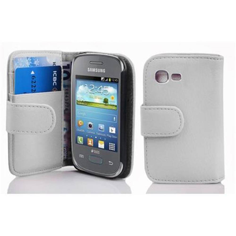 Cadorabo Schutzhülle für Samsung Galaxy POCKET NEO Hülle in Weiß Handyhülle Etui Case Backcover Kunstleder Tasche