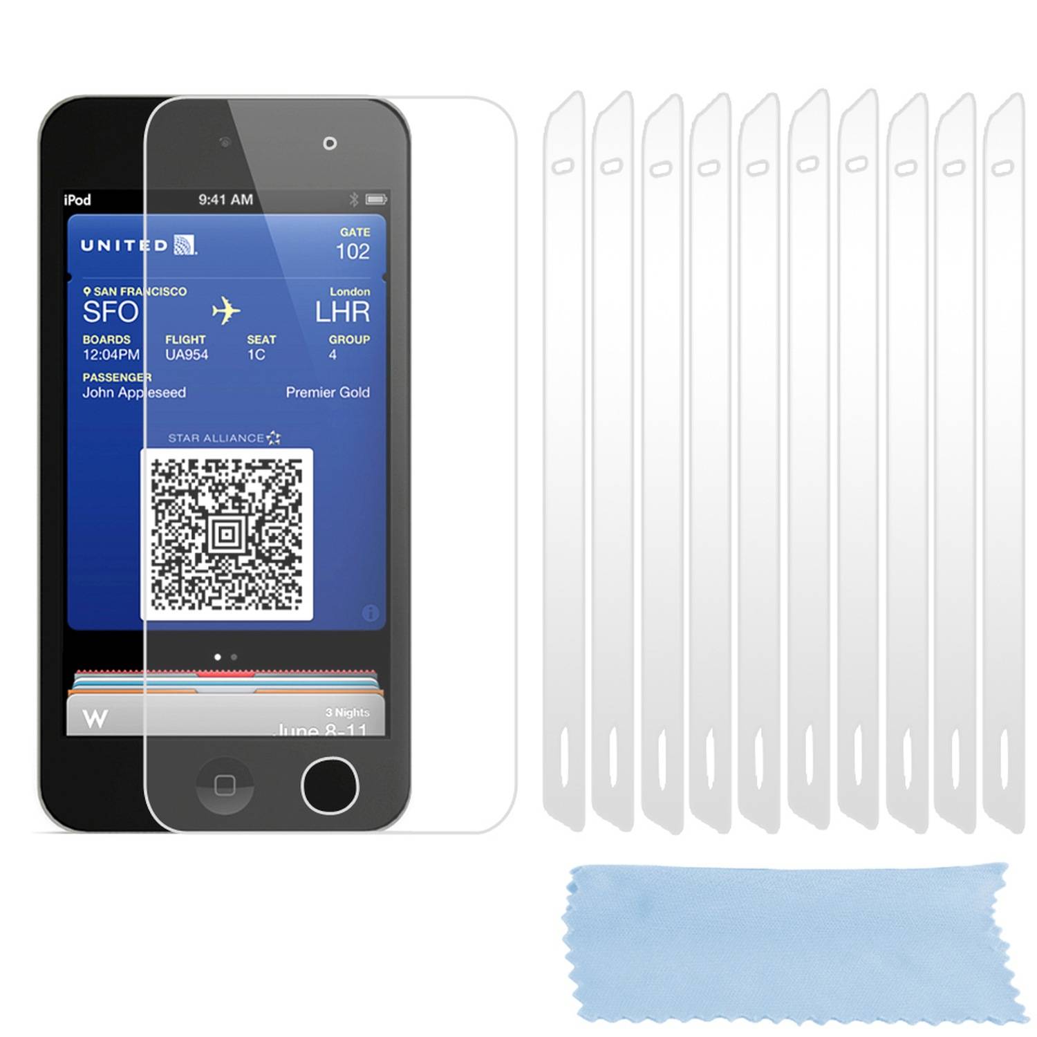 Cadorabo 10x Schutzfolie für Apple iPod Touch 5 Display-Schutzfolien in Weiß hochtransparent