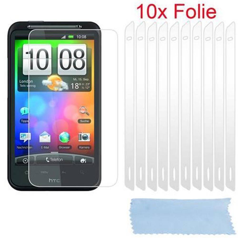 Cadorabo 10x Schutzfolie für HTC DESIRE HD Display-Schutzfolien in Weiß hochtransparent