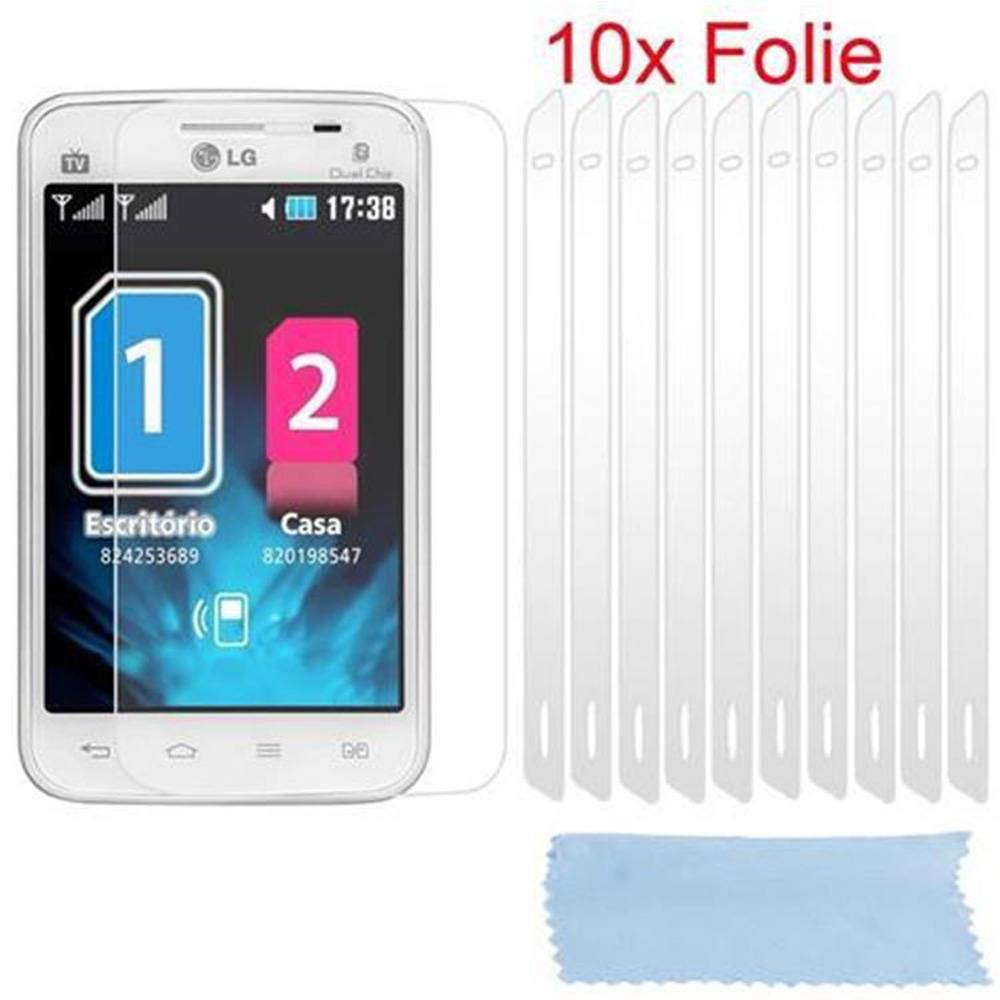 Cadorabo 10x Schutzfolie für LG OPTIMUS L4 II (2.Gen.) Display-Schutzfolien in Weiß hochtransparent