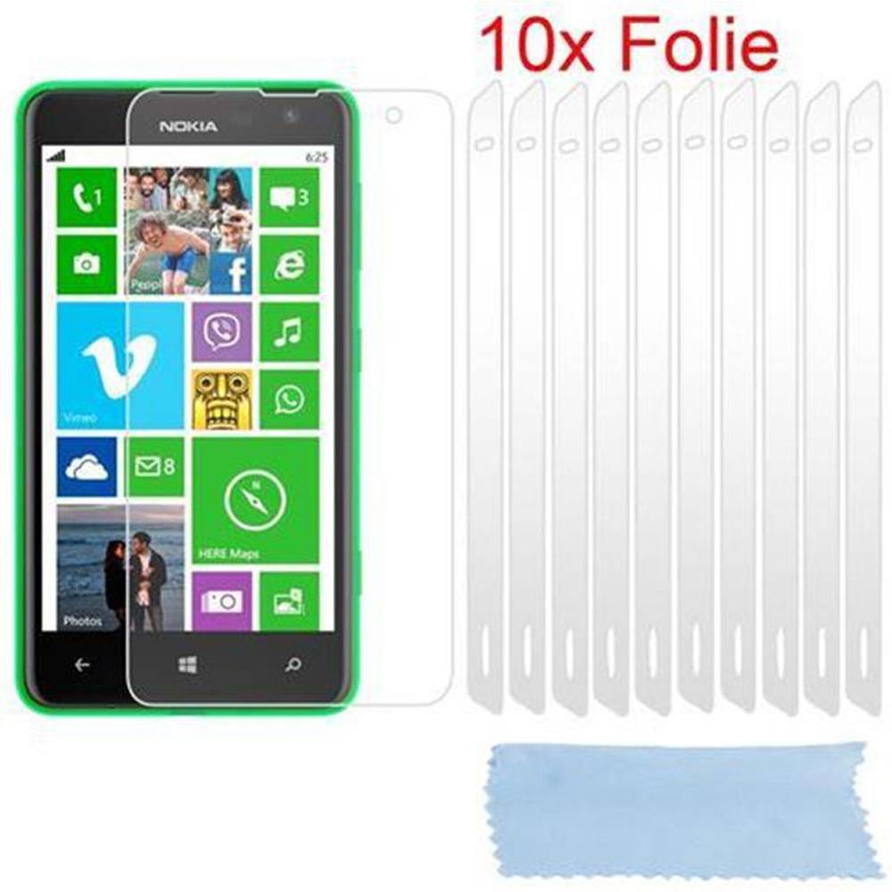 Cadorabo 10x Schutzfolie für Nokia Lumia 625 Display-Schutzfolien in Weiß hochtransparent