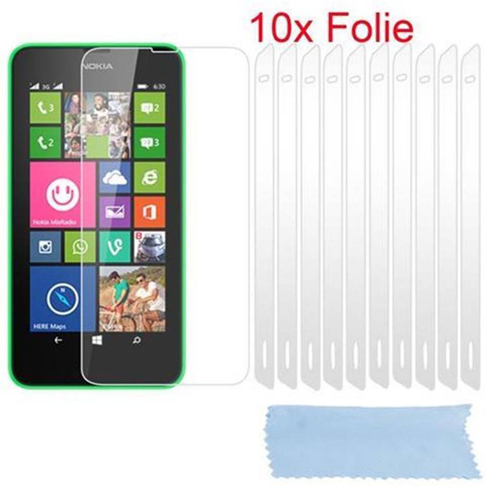 Cadorabo 10x Schutzfolie für Nokia Lumia 630 Display-Schutzfolien in Weiß hochtransparent