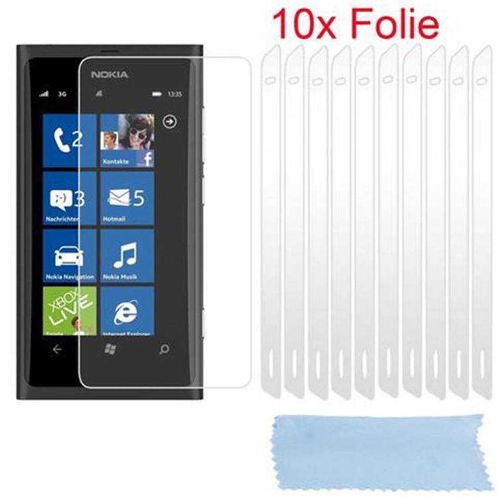 Cadorabo 10x Schutzfolie für Nokia Lumia 900 Display-Schutzfolien in Weiß hochtransparent