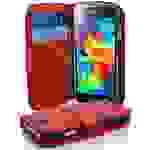 Cadorabo Schutzhülle für Samsung Galaxy S5 MINI / S5 MINI DUOS Hülle in Rot Handyhülle Etui Case Backcover Kunstleder