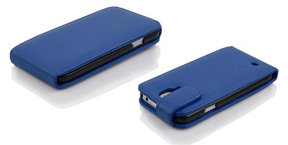 Cadorabo Schutzhülle für Samsung Galaxy S5 MINI / S5 MINI DUOS Hülle in Blau Flip Etui Handyhülle Case Cover Kunstleder