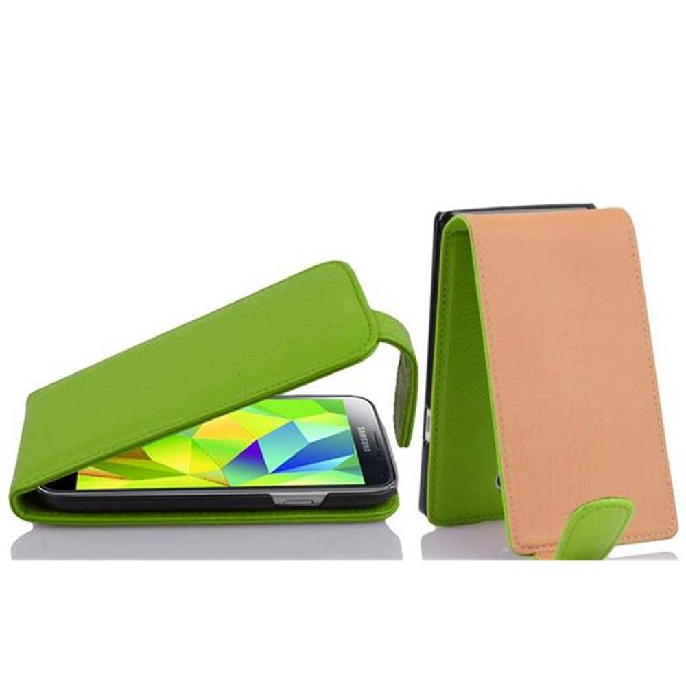 Cadorabo Schutzhülle für Samsung Galaxy S5 MINI / S5 MINI DUOS Hülle in Grün Flip Etui Handyhülle Case Cover Kunstleder