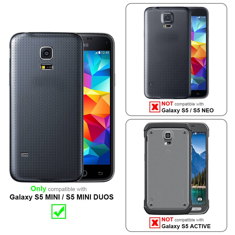 Cadorabo Schutzhülle für Samsung Galaxy S5 MINI / S5 MINI DUOS Hülle in Grün Flip Etui Handyhülle Case Cover Kunstleder