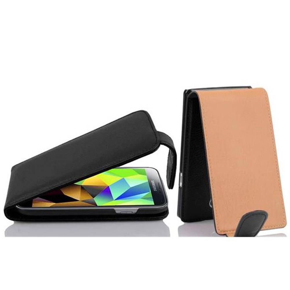 Cadorabo Schutzhülle für Samsung Galaxy S5 MINI / S5 MINI DUOS Hülle in Schwarz Flip Etui Handyhülle Case Cover