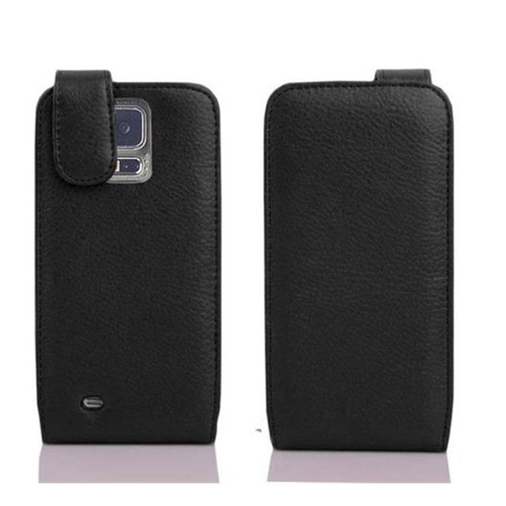 Cadorabo Schutzhülle für Samsung Galaxy S5 MINI / S5 MINI DUOS Hülle in Schwarz Flip Etui Handyhülle Case Cover
