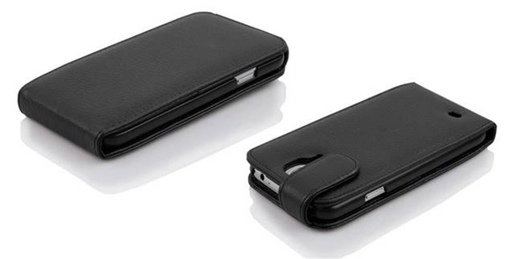 Cadorabo Schutzhülle für Samsung Galaxy S5 MINI / S5 MINI DUOS Hülle in Schwarz Flip Etui Handyhülle Case Cover