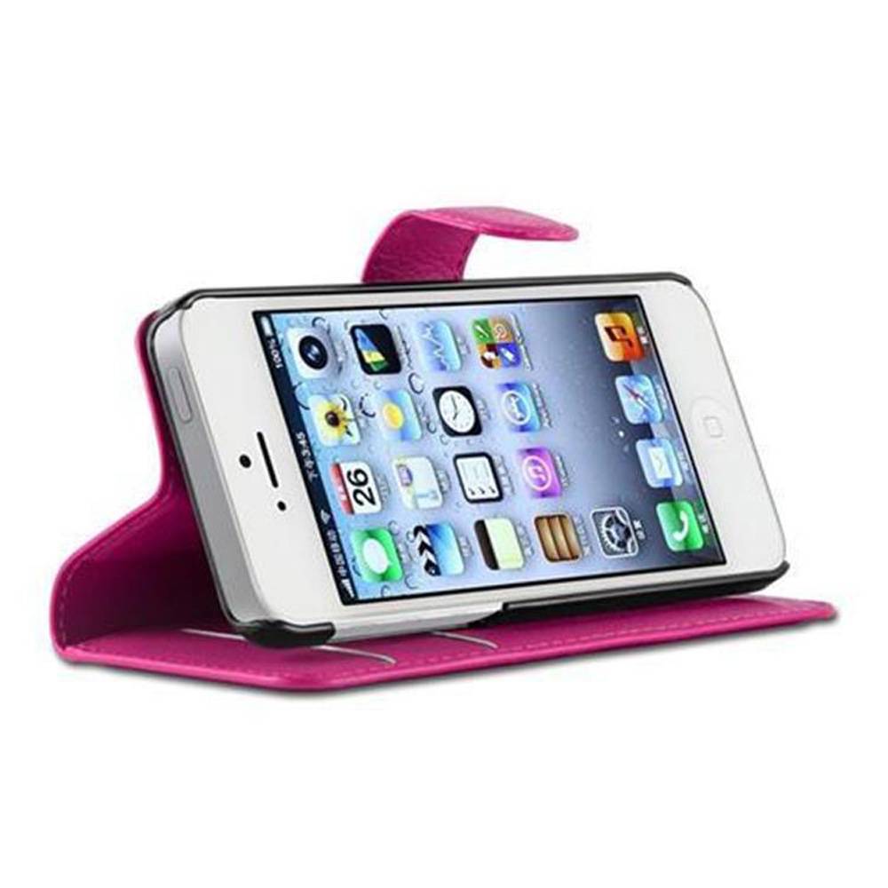 Cadorabo Hülle für Apple iPhone 5 / 5S / SE 2016 Schutz Hülle in Pink Handyhülle Etui Case Cover Magnetverschluss