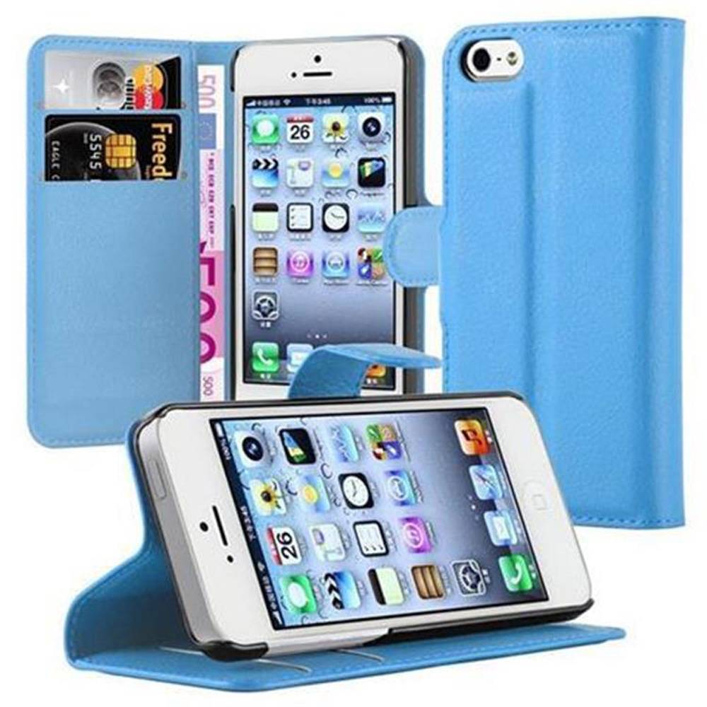 Cadorabo Hülle für Apple iPhone 5 / 5S / SE 2016 Schutz Hülle in Blau Handyhülle Etui Case Cover Magnetverschluss