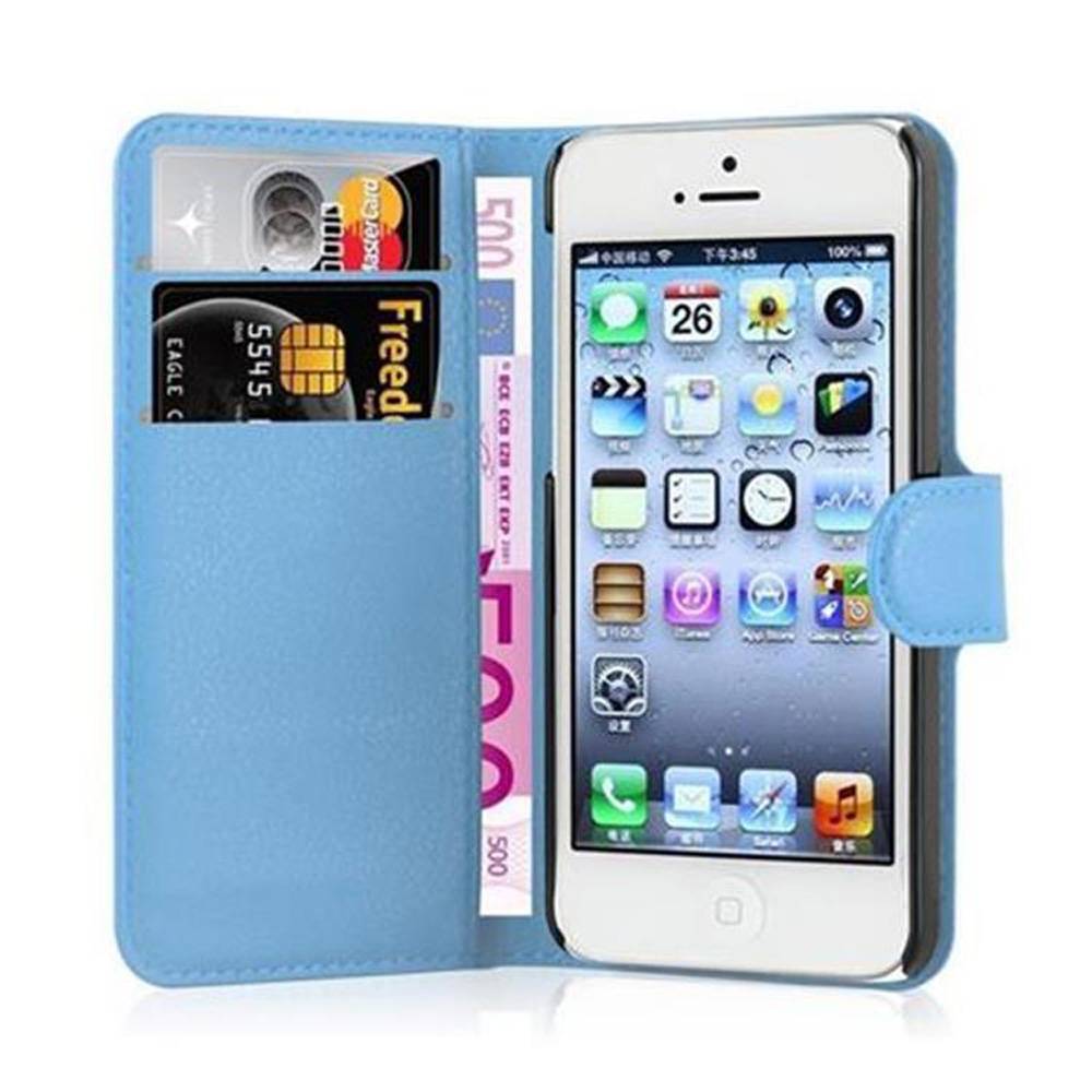Cadorabo Hülle für Apple iPhone 5 / 5S / SE 2016 Schutz Hülle in Blau Handyhülle Etui Case Cover Magnetverschluss
