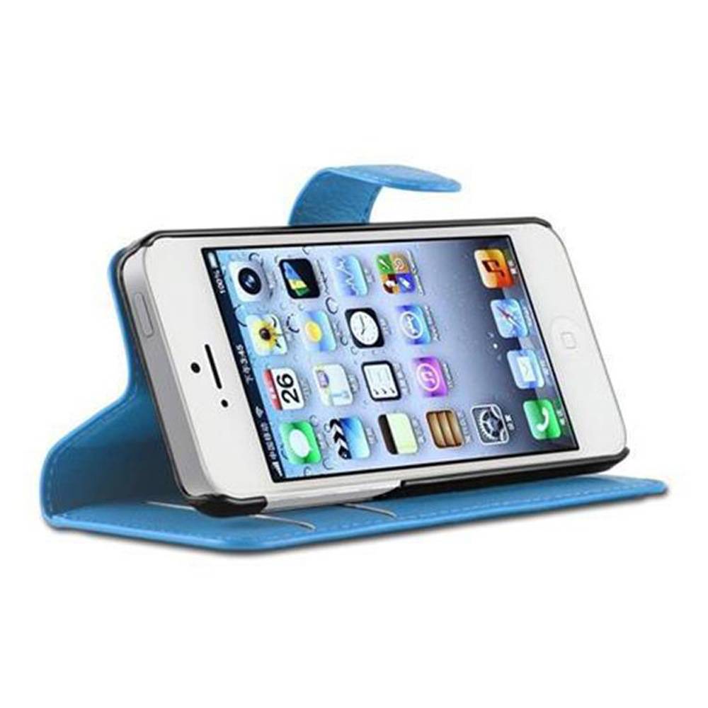Cadorabo Hülle für Apple iPhone 5 / 5S / SE 2016 Schutz Hülle in Blau Handyhülle Etui Case Cover Magnetverschluss