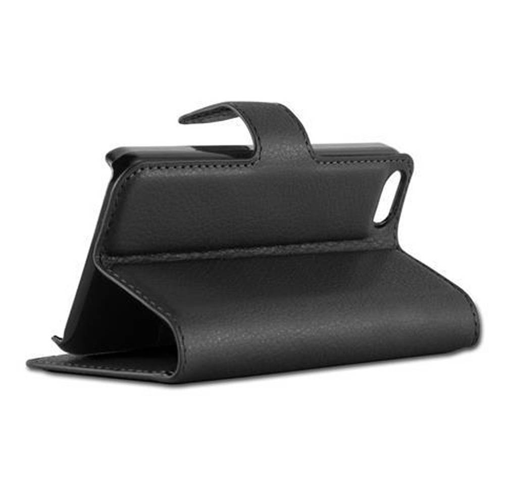 Cadorabo Hülle für Apple iPhone 5 / 5S / SE 2016 Schutz Hülle in Schwarz Handyhülle Etui Case Cover Magnetverschluss