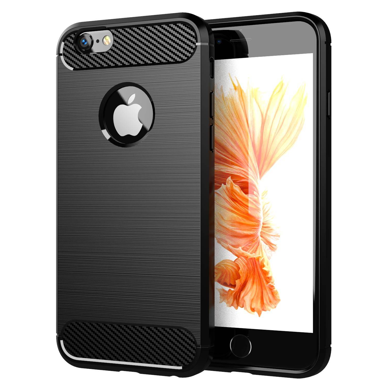 Cadorabo Hülle für Apple iPhone 6 / 6S in Schwarz Schutzhülle TPU Case Cover Etui Handyhülle