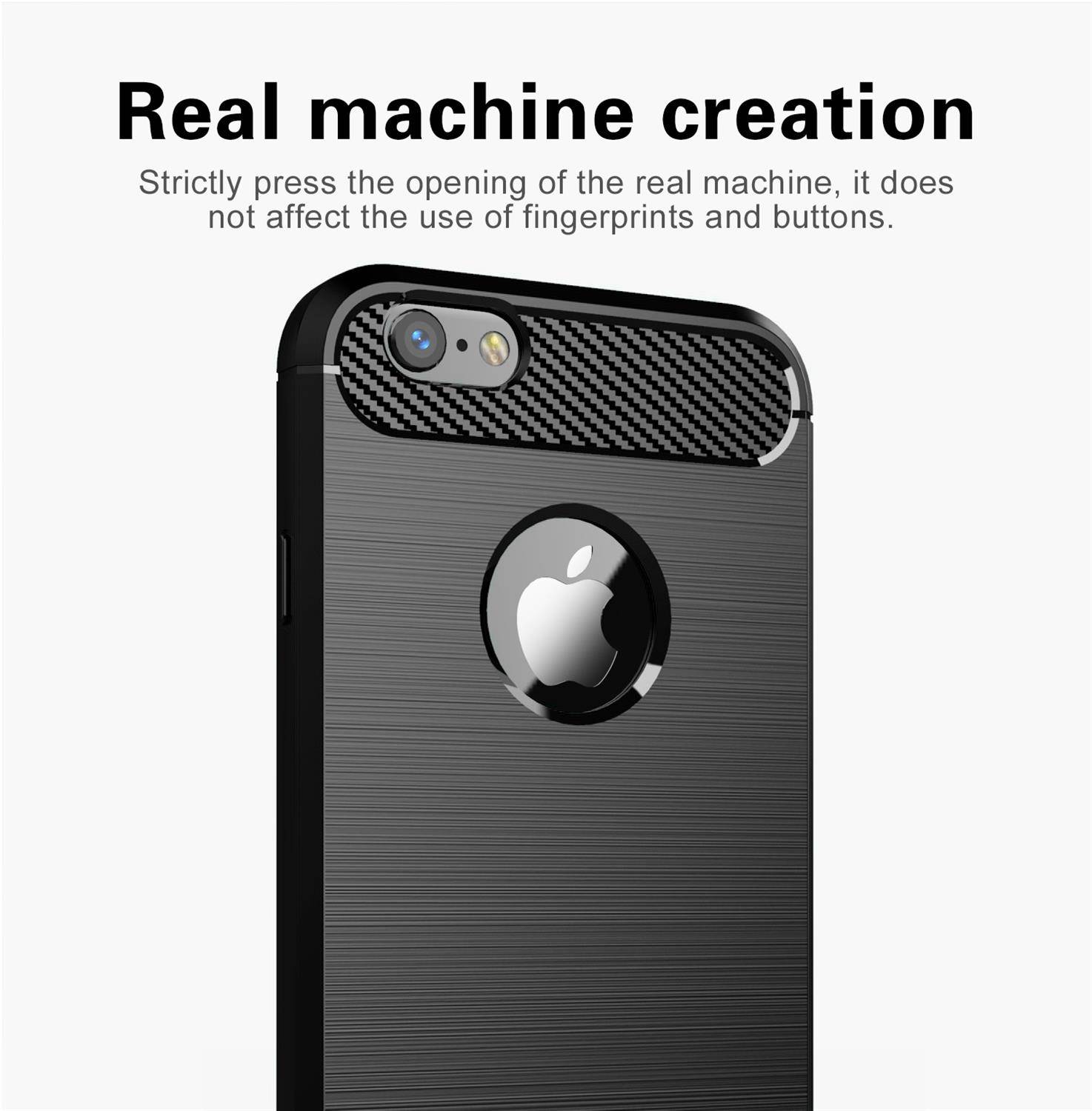 Cadorabo Hülle für Apple iPhone 6 / 6S in Schwarz Schutzhülle TPU Case Cover Etui Handyhülle