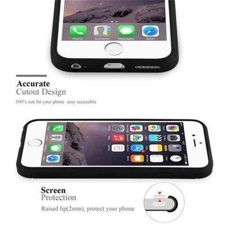 Cadorabo Hülle für Apple iPhone 6 PLUS / iPhone 6S PLUS - Hülle in BRUSHED SCHWARZ – aus TPU Silikon in Edelstahl-Karbonfaser Optik