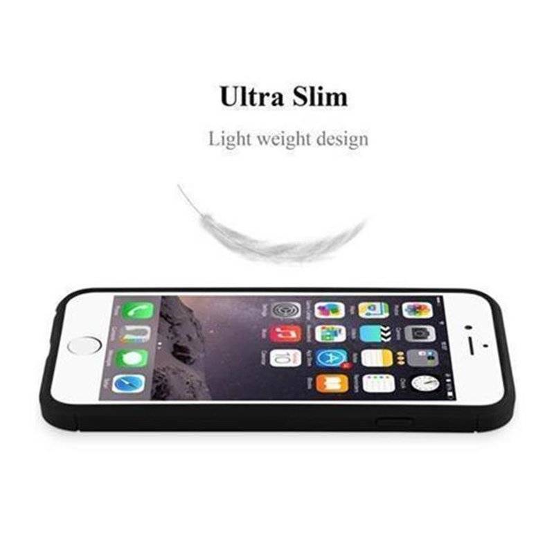 Cadorabo Hülle für Apple iPhone 6 PLUS / iPhone 6S PLUS - Hülle in BRUSHED SCHWARZ – aus TPU Silikon in Edelstahl-Karbonfaser Optik