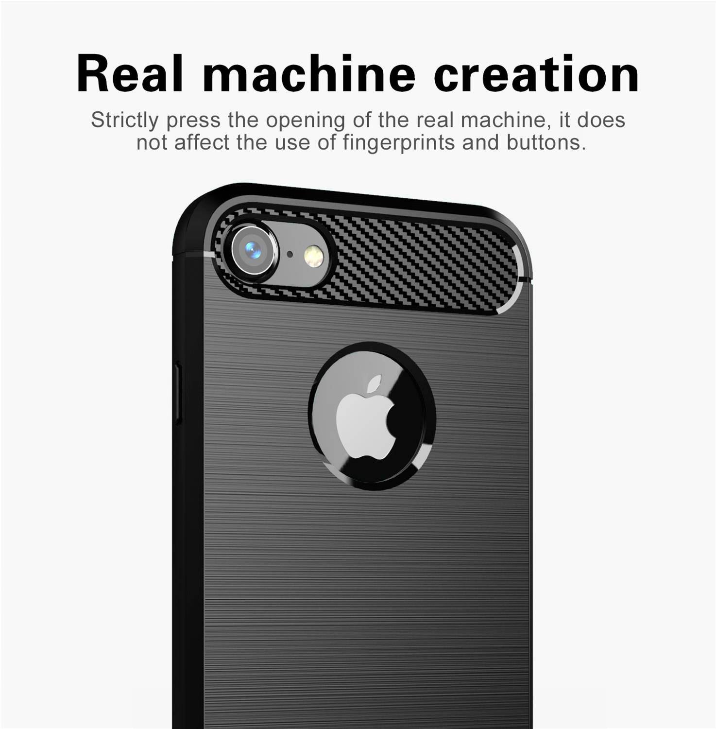 Cadorabo Hülle für Apple iPhone 7 / 7S / 8 in Schwarz Schutzhülle TPU Case Cover Etui Handyhülle