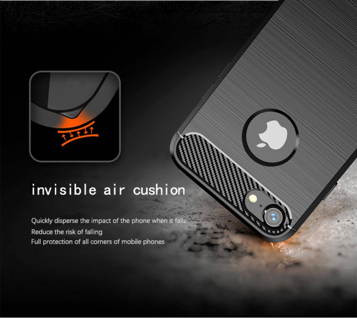 Cadorabo Hülle für Apple iPhone 7 / 7S / 8 in Schwarz Schutzhülle TPU Case Cover Etui Handyhülle