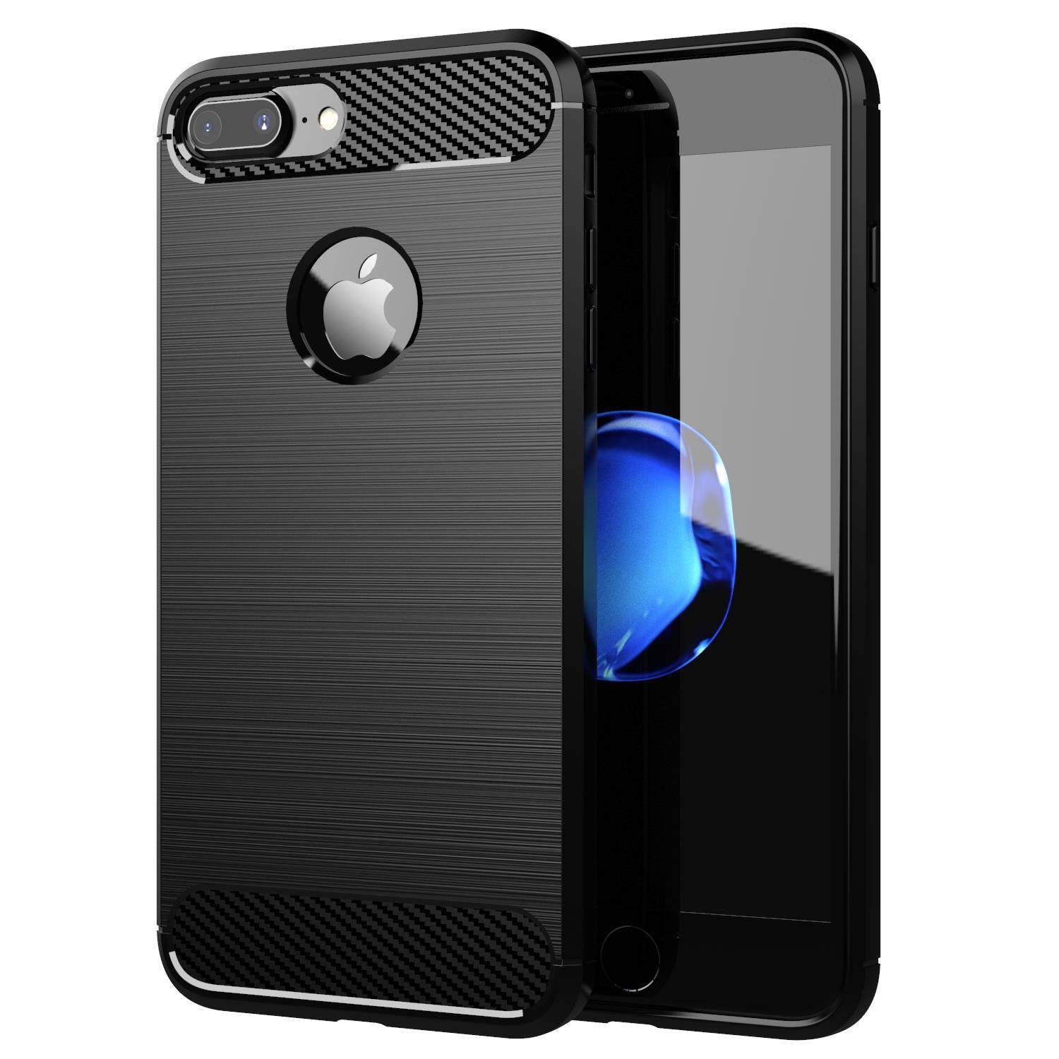 Cadorabo Hülle für Apple iPhone 7 PLUS / 7S PLUS in Schwarz Schutzhülle TPU Case Cover Etui Handyhülle