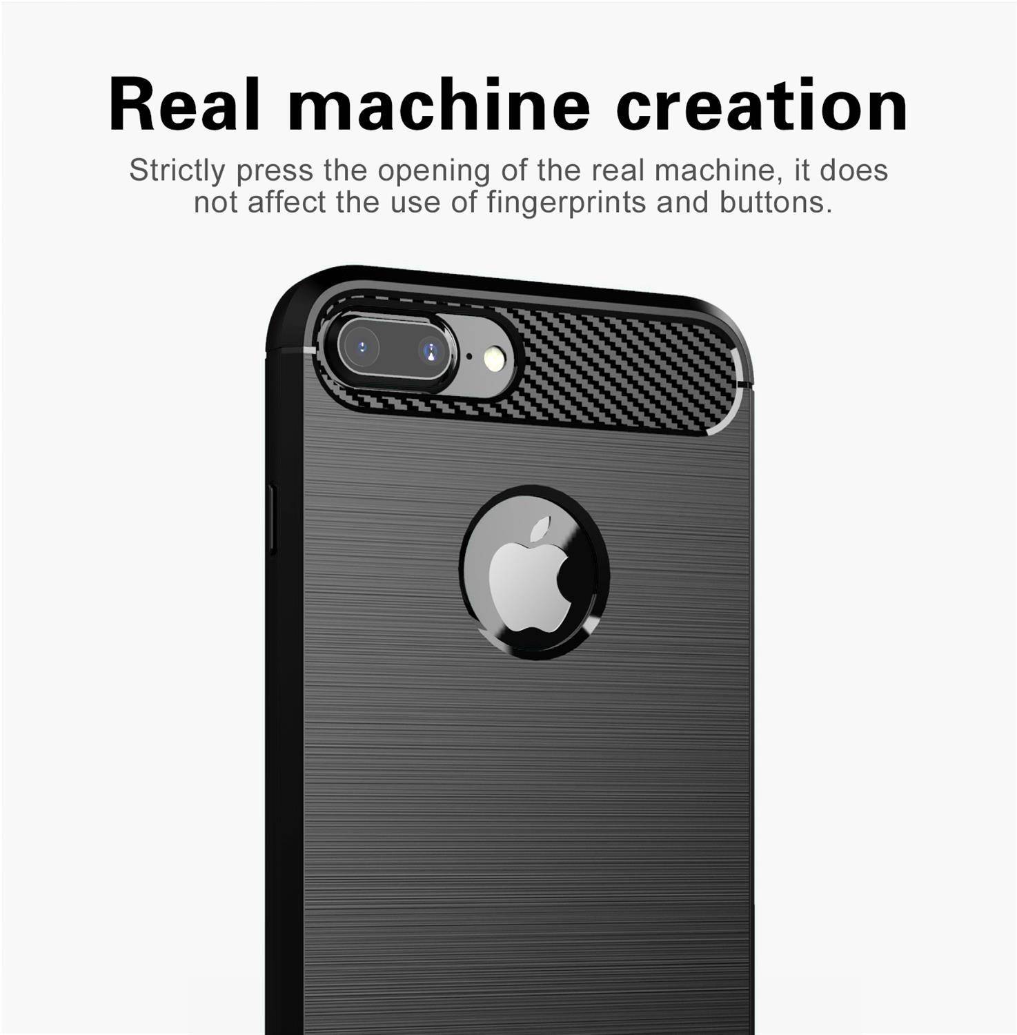 Cadorabo Hülle für Apple iPhone 7 PLUS / 7S PLUS in Schwarz Schutzhülle TPU Case Cover Etui Handyhülle