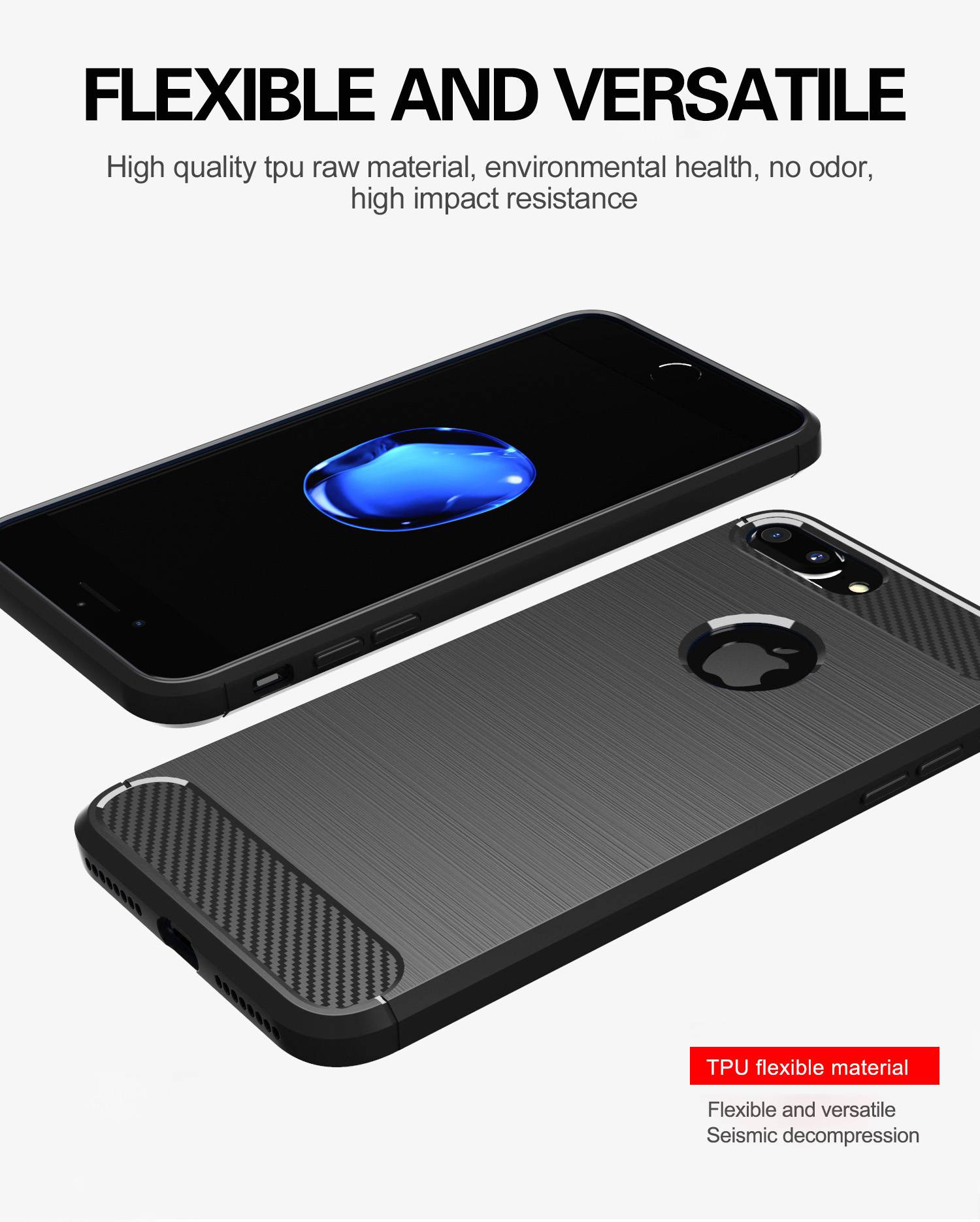 Cadorabo Hülle für Apple iPhone 7 PLUS / 7S PLUS in Schwarz Schutzhülle TPU Case Cover Etui Handyhülle