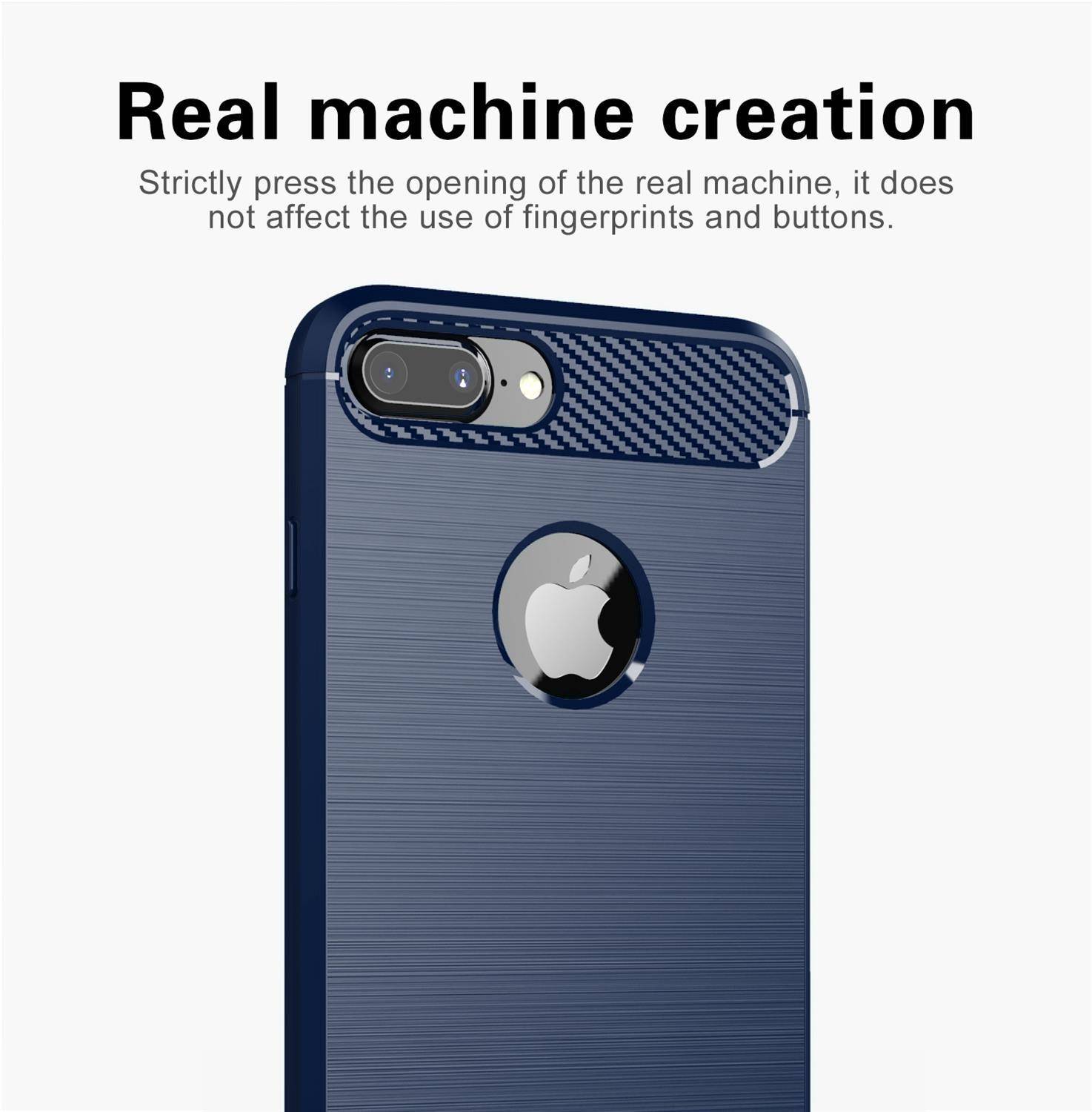 Cadorabo Hülle für Apple iPhone 7 PLUS / 7S PLUS in Blau Schutzhülle TPU Case Cover Etui Handyhülle