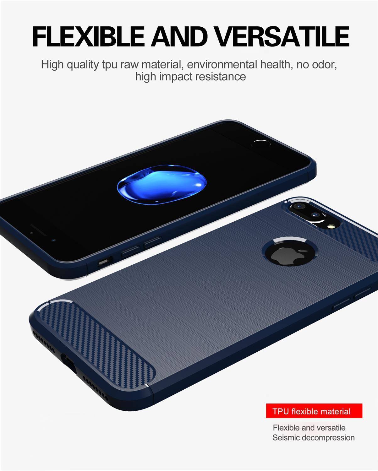 Cadorabo Hülle für Apple iPhone 7 PLUS / 7S PLUS in Blau Schutzhülle TPU Case Cover Etui Handyhülle