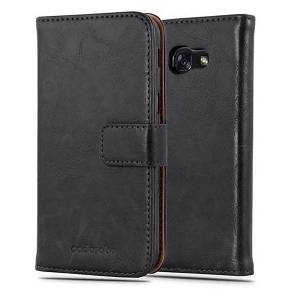 Cadorabo Hülle für Samsung Galaxy A3 2017 Schutzhülle in Schwarz Handyhülle Book Tasche Case Etui Luxury
