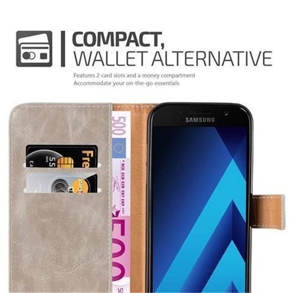 Cadorabo Hülle für Samsung Galaxy A3 2017 Schutzhülle in Braun Handyhülle Book Tasche Case Etui Luxury