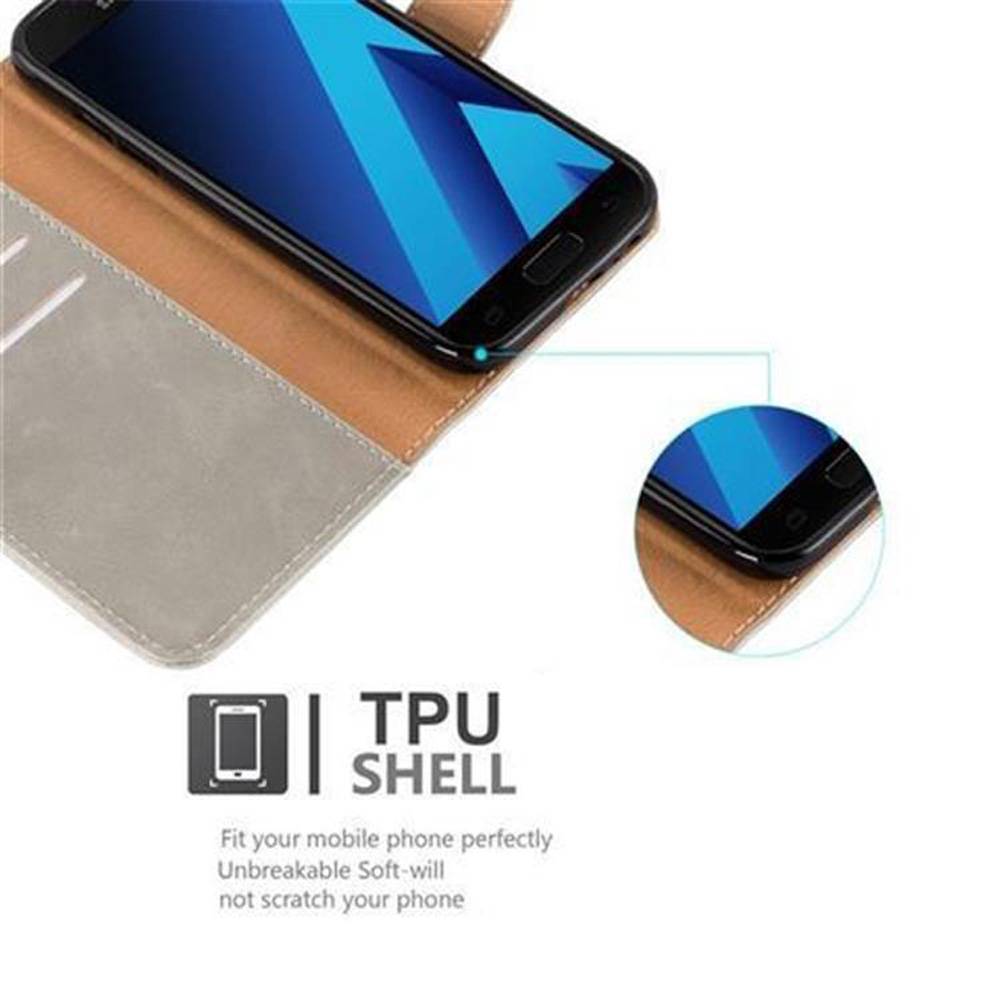 Cadorabo Hülle für Samsung Galaxy A3 2017 Schutzhülle in Braun Handyhülle Book Tasche Case Etui Luxury