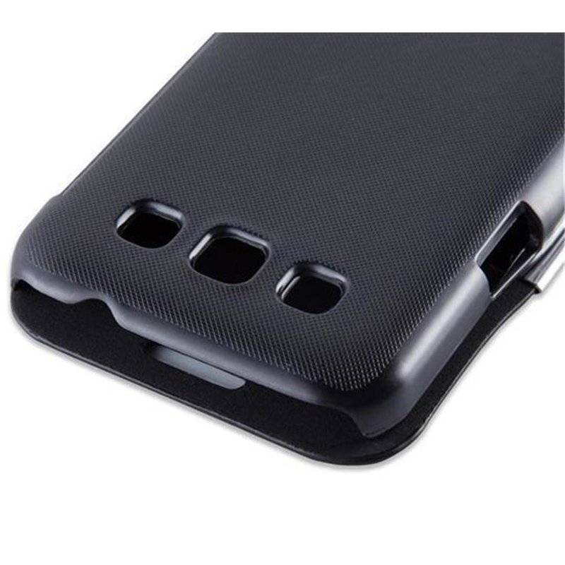 Cadorabo Hülle für Samsung Galaxy WIN - Hülle in KAVIAR SCHWARZ – Handyhülle mit Magnetverschluss im Ultra Slim Book Design