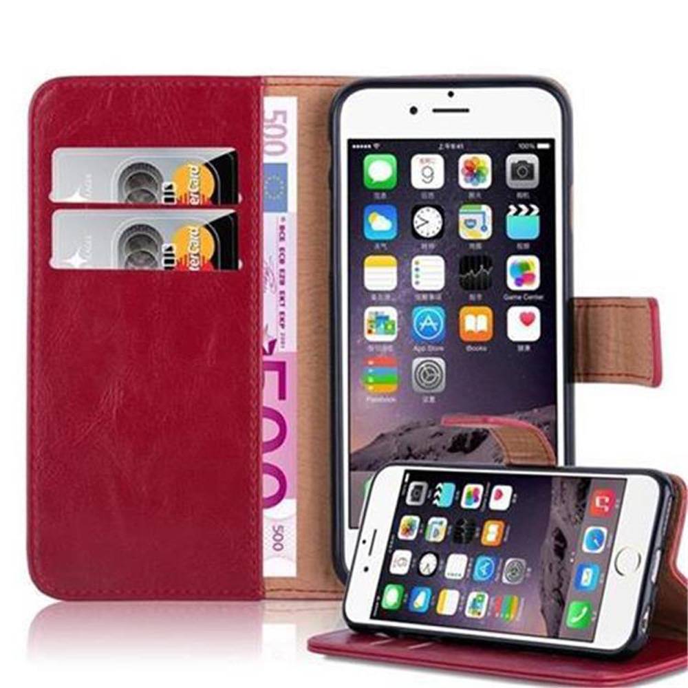 Cadorabo Hülle für Apple iPhone 6 / 6S Schutzhülle in Rot Handyhülle Book Tasche Case Etui Luxury