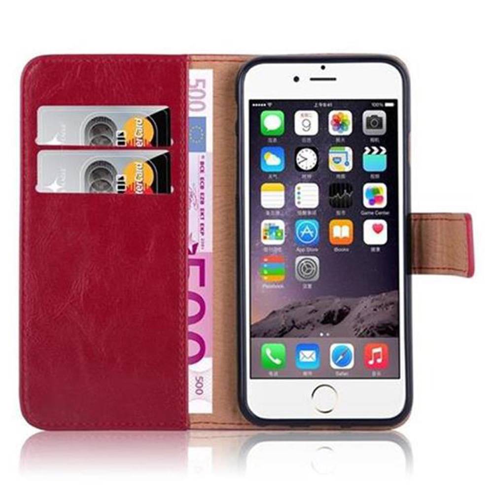 Cadorabo Hülle für Apple iPhone 6 / 6S Schutzhülle in Rot Handyhülle Book Tasche Case Etui Luxury
