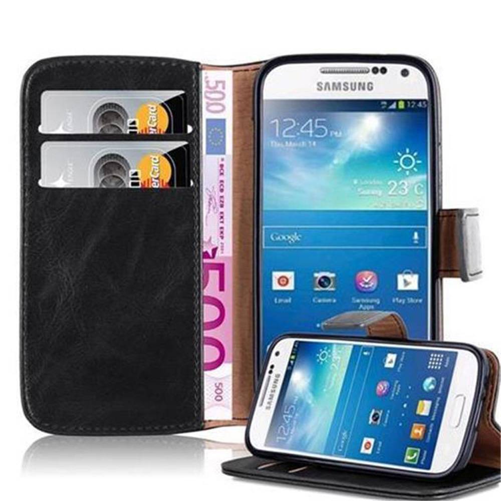 Cadorabo Hülle für Samsung Galaxy S4 MINI Schutzhülle in Schwarz Handyhülle Book Tasche Case Etui Luxury
