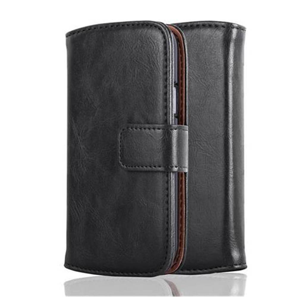 Cadorabo Hülle für Samsung Galaxy S4 MINI Schutzhülle in Schwarz Handyhülle Book Tasche Case Etui Luxury
