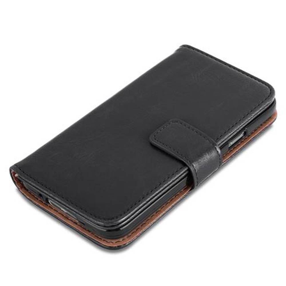 Cadorabo Hülle für Samsung Galaxy S5 / S5 NEO Schutzhülle in Schwarz Handyhülle Book Tasche Case Etui Luxury