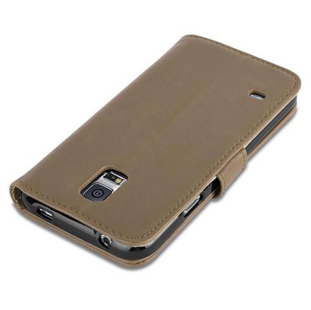 Cadorabo Hülle für Samsung Galaxy S5 / S5 NEO Schutzhülle in Braun Handyhülle Book Tasche Case Etui Luxury